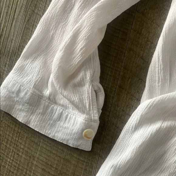 White Button-Up Shirt/ Cover up - Picture 3 of 5